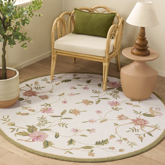 Safavieh Chelsea Beryl Bordered Wool Area Rug, Ivory, 3' x 3' Round