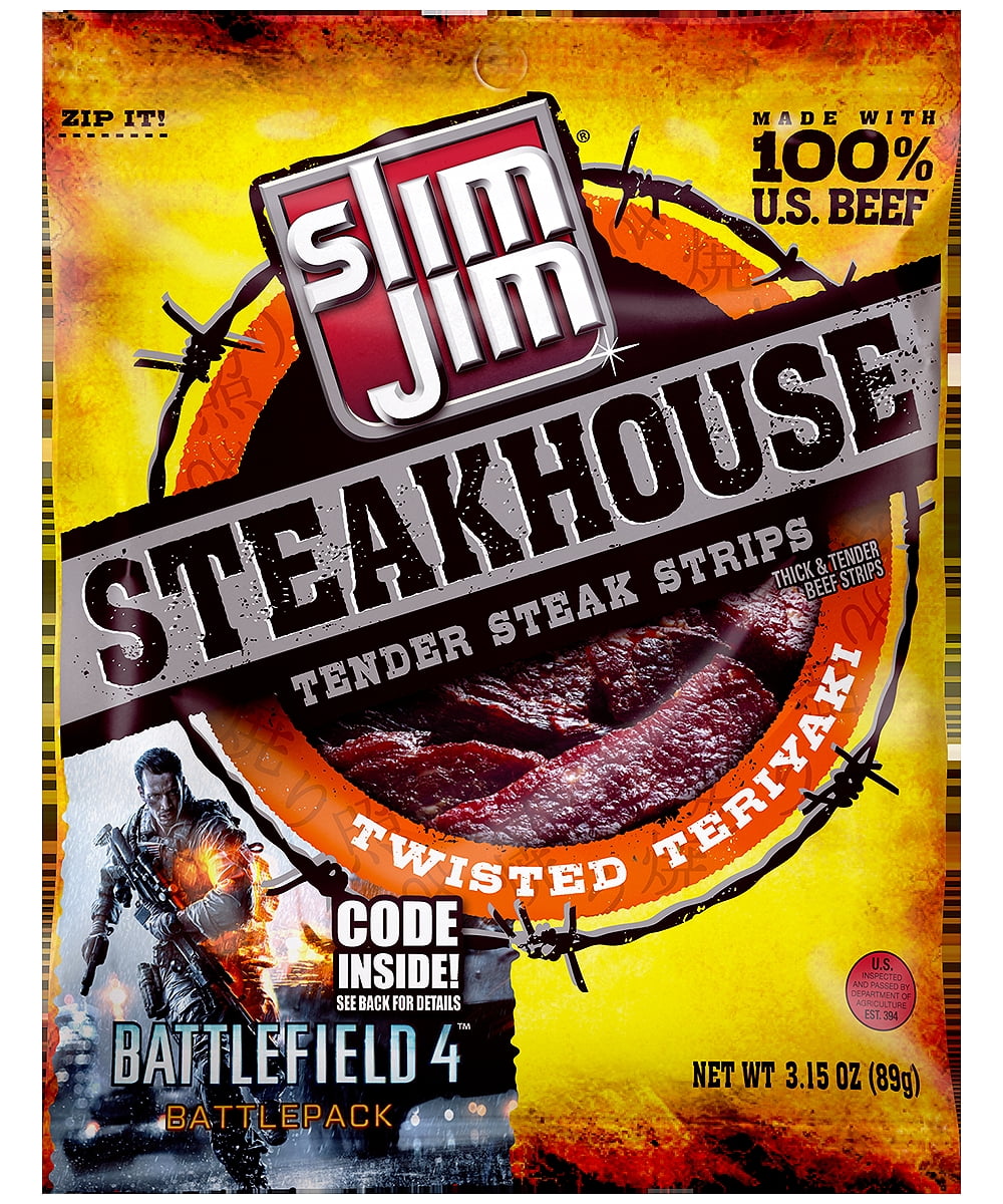 Slim Jim Twisted Teriyaki Tender Steak Strip, 3.15 Oz. - Walmart.com