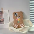 thumbnail image 3 of Case for iPhone X/XS Case Funny Phone Case Cute iPhone Case Flower Teddy Bear Kawaii Creative Soft Rubber Bumper Shockproof Cover Protective Case Cover for Women Girls Brown, 3 of 14