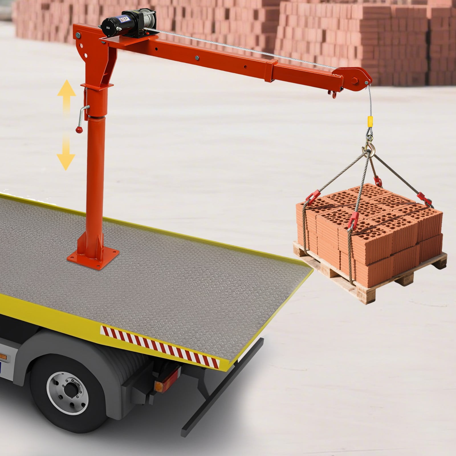 1100LB Truck-Mounted Crane Hoist Pickup Truck Jib Crane w/3000lb Electric Winch For The Construction Industry, Forestry Industry