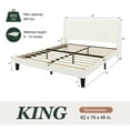 thumbnail image 6 of Amolife King Bed Frame, Upholstered Platform Bed with Wingback and Geometric Headboard, White, 6 of 14