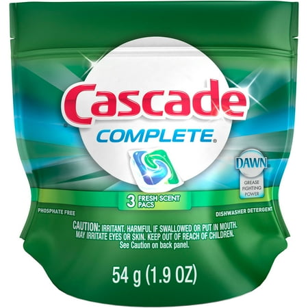Cascade Complete Fresh Scent Pacs Dishwasher Detergent, 3 Count