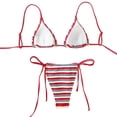 thumbnail image 2 of RUTAYY Women's Bikini Sets Striped Tankini Swimwear 2 Piece with Low Waist Tie Side Adjustable Straits Classic Seaside Swimsuit, 2 of 7