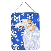 Borzoi Winter Snowflakes Holiday Wall or Door Hanging Prints