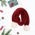 thumbnail image 4 of Gorro unisex para niños, bonito regalo para festivales, grueso, con pompón de fibras acrílicas, tejido. rojo, 4 of 9