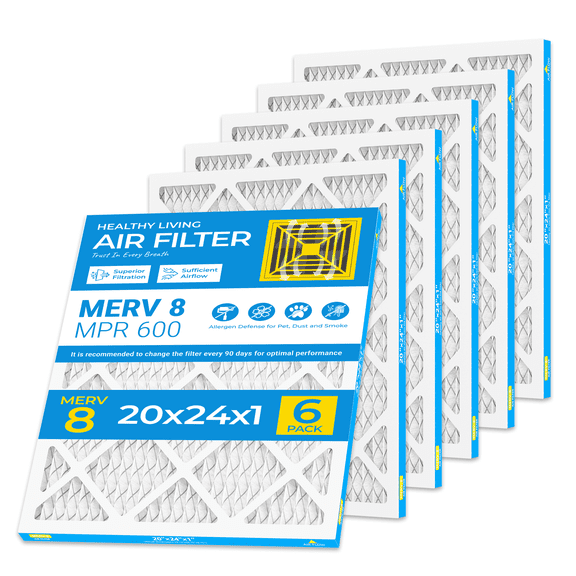 SUIXINEYI MERV8 20X24X1 HVAC AC Furnace Air Filter for Dust Filtration with Pleated Design,6 Filters