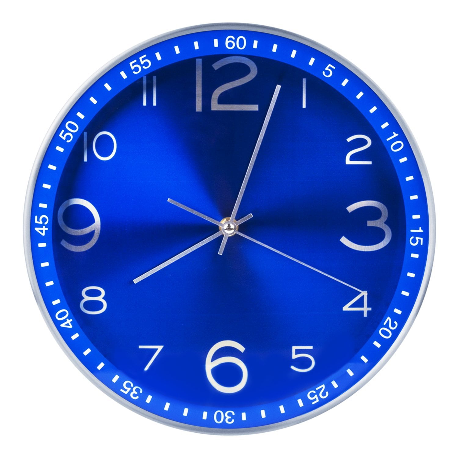 Egundo Blue Wall Clock Battery Operated 12 Inch Decorative,Silent Non