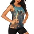 thumbnail image 2 of Daiia Starry Sky Cloud Wolf Printed Womens Workout Tops for Women Quick-dry Tank Tops Mesh Yoga Shirts Athletic Running Tank Tops Sleeveless Gym Clothes-XX-Large, 2 of 7