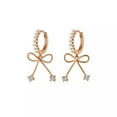 thumbnail image 4 of K-KED Rose Gold Plated 925 Sterling Silver Ribbon Bow Hoop Earrings Bows-Rose Gold, 4 of 6