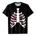 thumbnail image 7 of YDFCWXW Ladies Halloween Chest Skeleton Hand Print Crew Neck Short Sleeved T Shirt Top Women Active Shirts Pink, M, 7 of 7