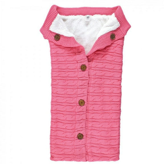 Hudson Baby Infant Girl Faux Shearling Knitted Baby Lounge Stroller Wrap Sack, Azalea Pink, One Size