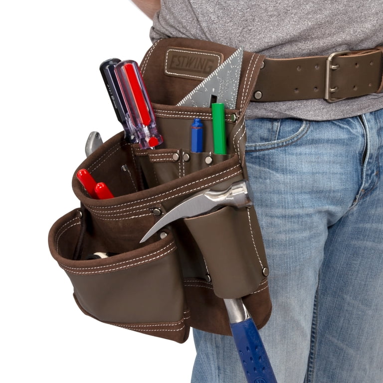 Estwing 2-Inch Wide Full Grain Leather Tool Belt - Adjustable 30-52" Waist With Steel Buckle