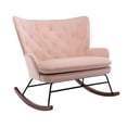 thumbnail image 2 of Upholstered Armchair Single Sofa Accent Glider Rocker Nursery Rocking Chair Fabric Padded Seat with High Backrest and Armrest Accent Chair for Living Room Bedroom Offices(Pink), 2 of 8