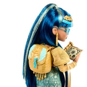 Monster High Cleo De Nile Fashion Doll in Golden Shirt with Pet Hissette and Accessories