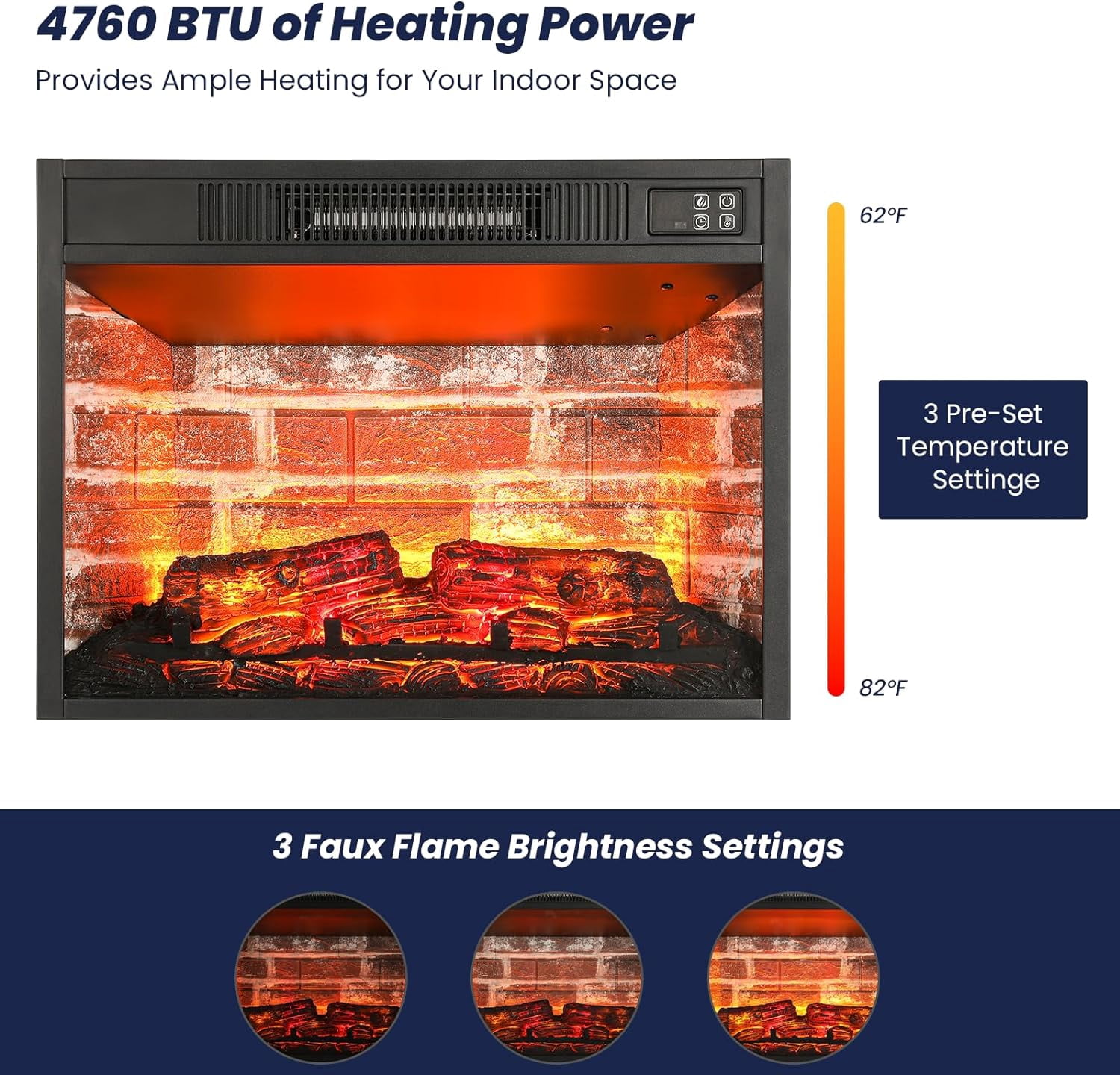 70" Fireplace Mantel with 23" Electric Fireplace and Bookshelves, Wooden Storage Freestanding Heater with Remote Control,Brown