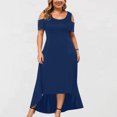 thumbnail image 5 of LYXSSBYX Plus Size Dresses for Women on Clearance 5 X Plus Size Women Sexy Strapless Draw Back Short Sleeve Dress, 5 of 5