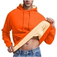 thumbnail image 3 of Momasggi Hoodies for Men Sherpa Fleece Lined Pullover Hoodie Winter Warm Thick Hooded Sweatshirt Baggy Cozy Long Sleeve Sweatshirts with Pockets Orange 2XL, 3 of 8