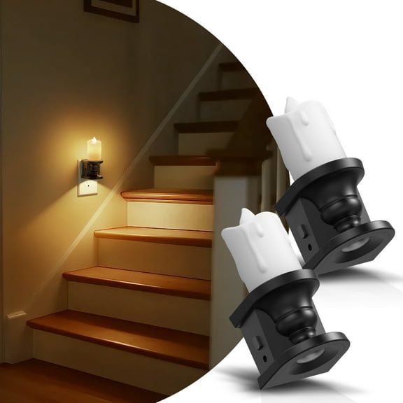 2 Pack Flickering Flame Dimmable 3000K Candle Night Light Set