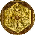 thumbnail image 1 of Ahgly Company Machine Washable Indoor Round Persian Yellow Traditional Area Rugs, 4' Round, 1 of 4