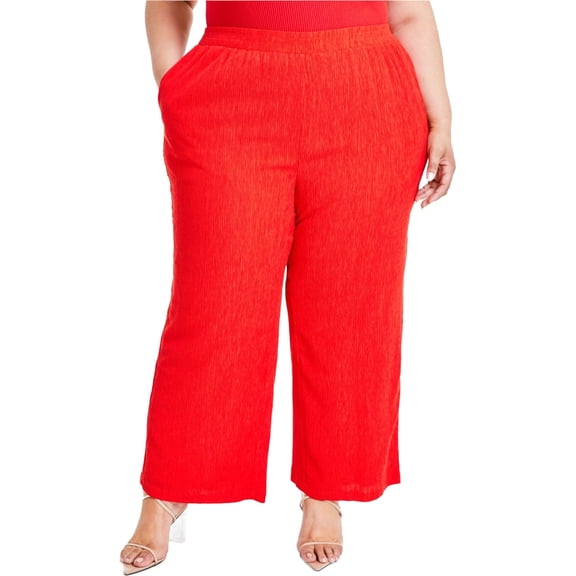 Nina Parker Womens Textured Pull-on Casual Trouser Pants, Red, Plus Size, 4X