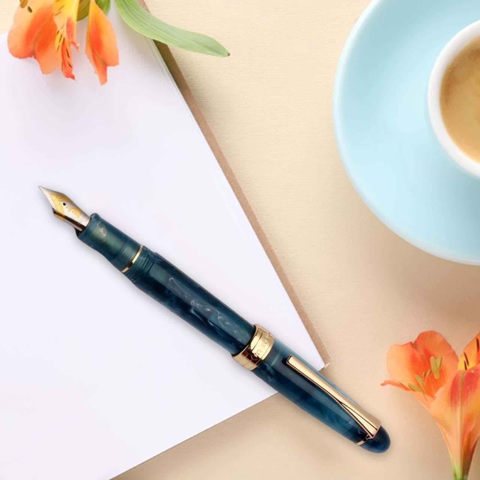 LeeQinersw Piston Fountain Pen Piston Filling Pen Ef0.5mm Smooth Large Ink Capacity Writing dark blue