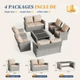 thumbnail image 5 of ELPOSUN 8 Piece Outdoor Sectional Conversation Sets , Wicker Patio Furniture Set，Gray PE Rattan Patio Sofa Set for Balcony, Porch, Backyard, Navy Blue, 5 of 7