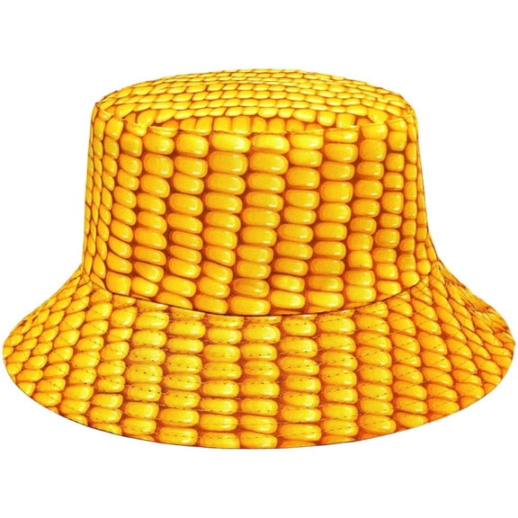 Jiibva Corn Food Bucket Hat - Funny Gifts for Men Women, Novelty Summer Fisherman Cap for Beach Sun Protection, Unisex Packable Sun Hat