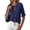04-Navy Blue, variant on Anygrew Women's Lightweight Knit Cardigan - Tie Front Ruffle Short Sleeve Open Front Summer Cover Up Sweater Top