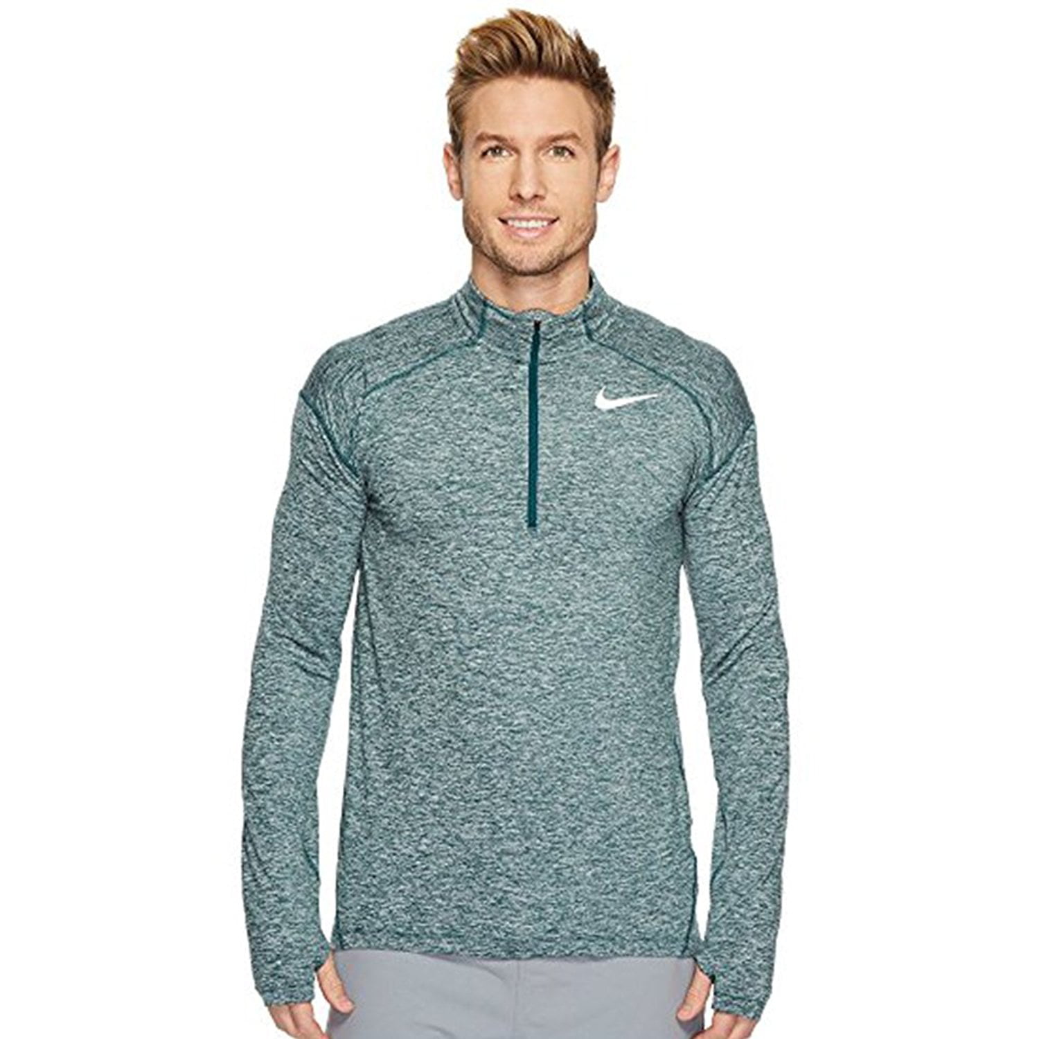 Nike Men's Element Dri-Fit Half Zip Running Shirt, Heather Green ...
