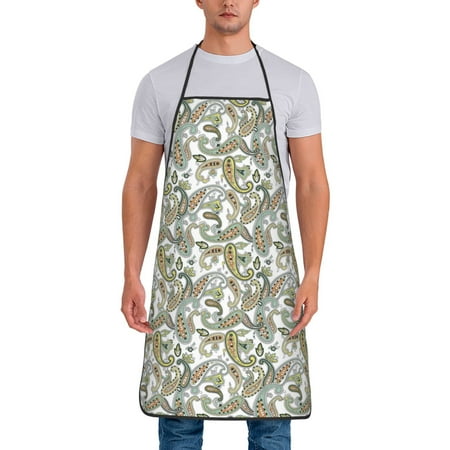 

Adjustable Bib Apron - Paisley Pattern No.90109 Waterdrop Resistant Cooking Apron Kitchen Aprons for Men Women