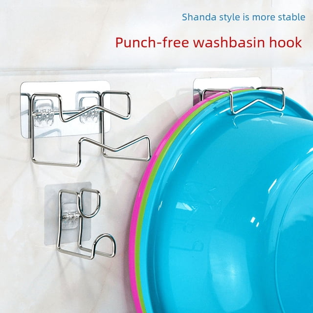 Estante para lavabo de acero inoxidable, gancho para lavabo multifunción, gancho adhesivo sin costuras para inodoro, para colgar en la pared, no magnético