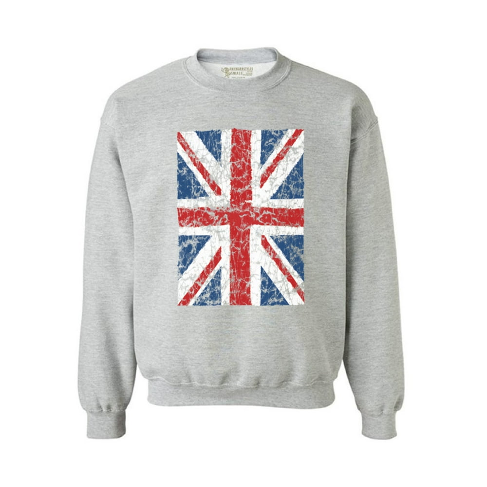 Awkward Styles - Union Jack Distressed British Flag Unisex Crewneck For ...