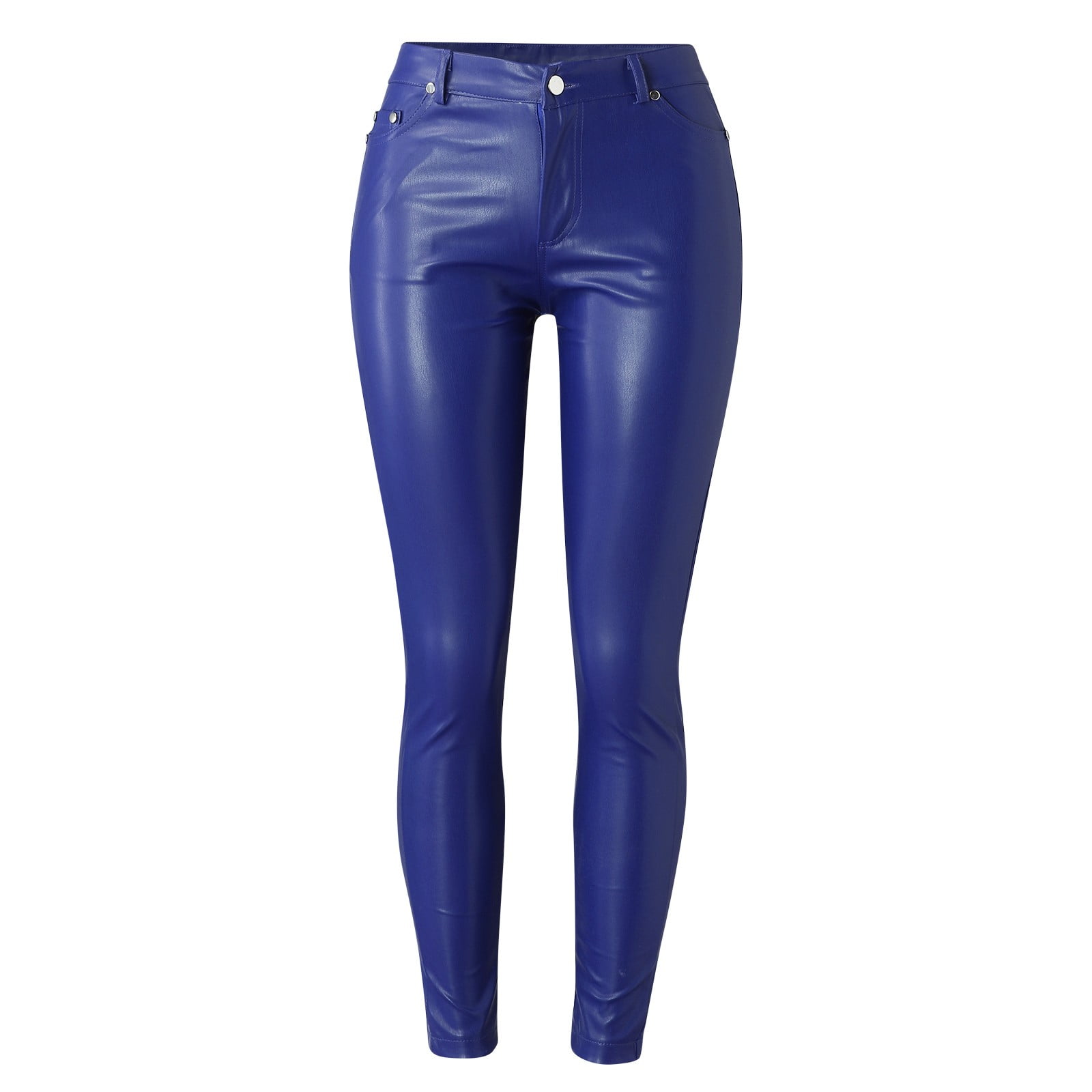 iHPH7 Leather Leggings for Women Faux Leather Leggings High Waist Tummy Control Leggings High Waisted Leather Leggings Leather Stretch Pants for Women Leather Pants for Women Blue S
