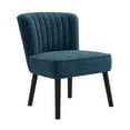 thumbnail image 3 of Navy Blue Armchair - Compact & Comfortable. 100% Boucle Upholstery. Wooden Legs. Elegant Channel Back. Quick Assembly Calm Chair Calming. Solid Wood Leg Structure. Simple Manual, 3 of 4