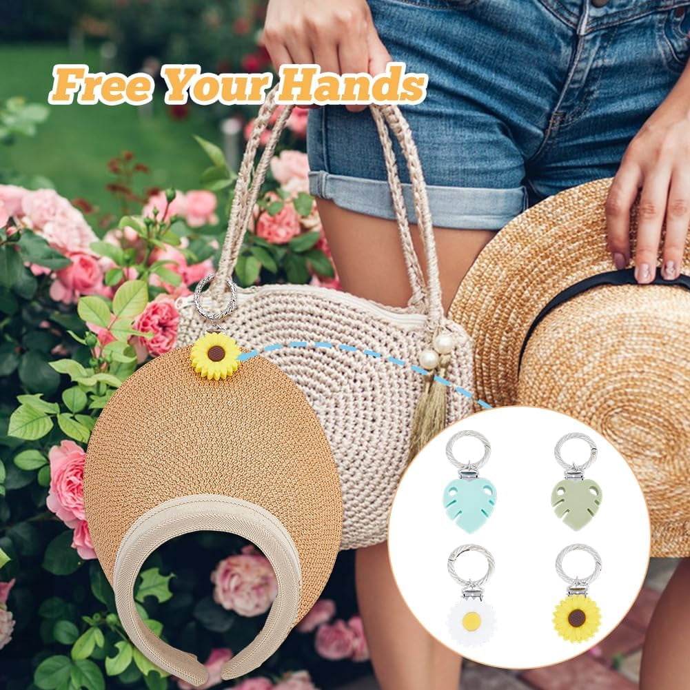 4PCS Hat Clip Sunflower Bags Hat Clips Leaf Hat Holder  display picture 1