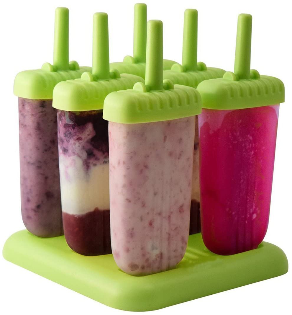 6 Pack Ice Pop Molds, Food Grade Frozen Ice Popsicle Makers with