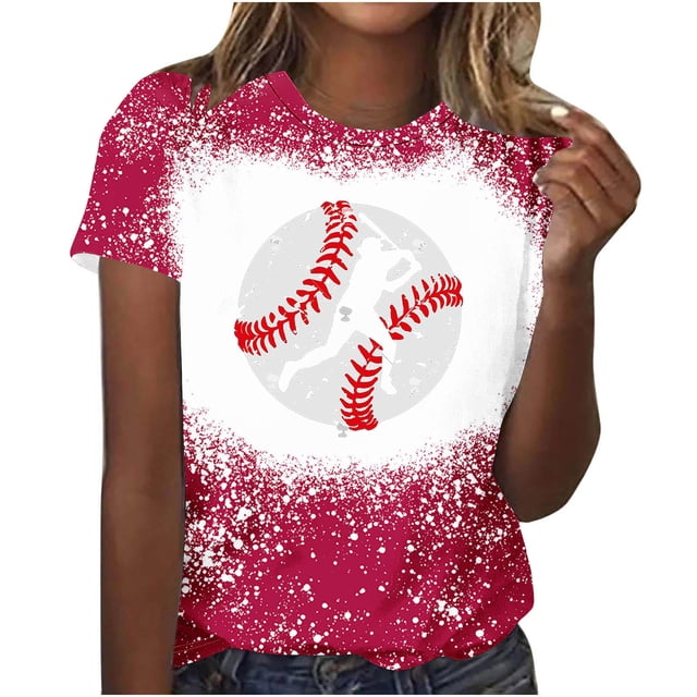 Camisas de Mujer Casual Impreso Cuello Redondo Manga Corta Superior, Blusa de Moda para Uso Diario Y de Fiesta
