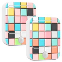 Yayeee 2-Pack Plug in LED Night Lights with Light Sensors Motion Detectors, Colorful Checkered Pattern