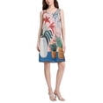 thumbnail image 2 of FORMRS Summer Dress for Women Loose U Neck Sleeveless Midi Beach Sundresses with Pockets, Flowers and Leaves, 2 of 8