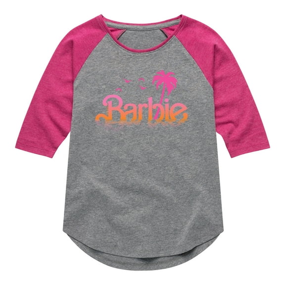 Barbie - Sunset and Palm Trees - Toddler And Youth Girls Raglan Graphic T-Shirt