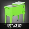 thumbnail image 5 of Permasteel 80-Qt Classic Outdoor Steel Patio Cooler on Wheels, Beverage Rolling Cart, Lime, 5 of 11