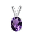 thumbnail image 2 of Mauli Jewels Engagement Necklace for Women 0.75 Carat Oval Amethyst Pendant 4-prong 925 Sterling Silver|Silver Chain, 2 of 4