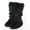 Black, variant on Knee High Boots for Women Faux Fur Lined Buckle Decor Flat Heel Winter Warm Boots