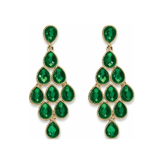 PalmBeach Jewelry Pear-Cut Simulated Birthstone Chandelier Earrings in Yellow Goldtone