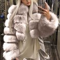 thumbnail image 2 of Winter Warm Coats for Women, Ladies Solid Color Coats Faux Coat Furry Faux Jacket Long Sleeve Outerwear Beige L, 2 of 7