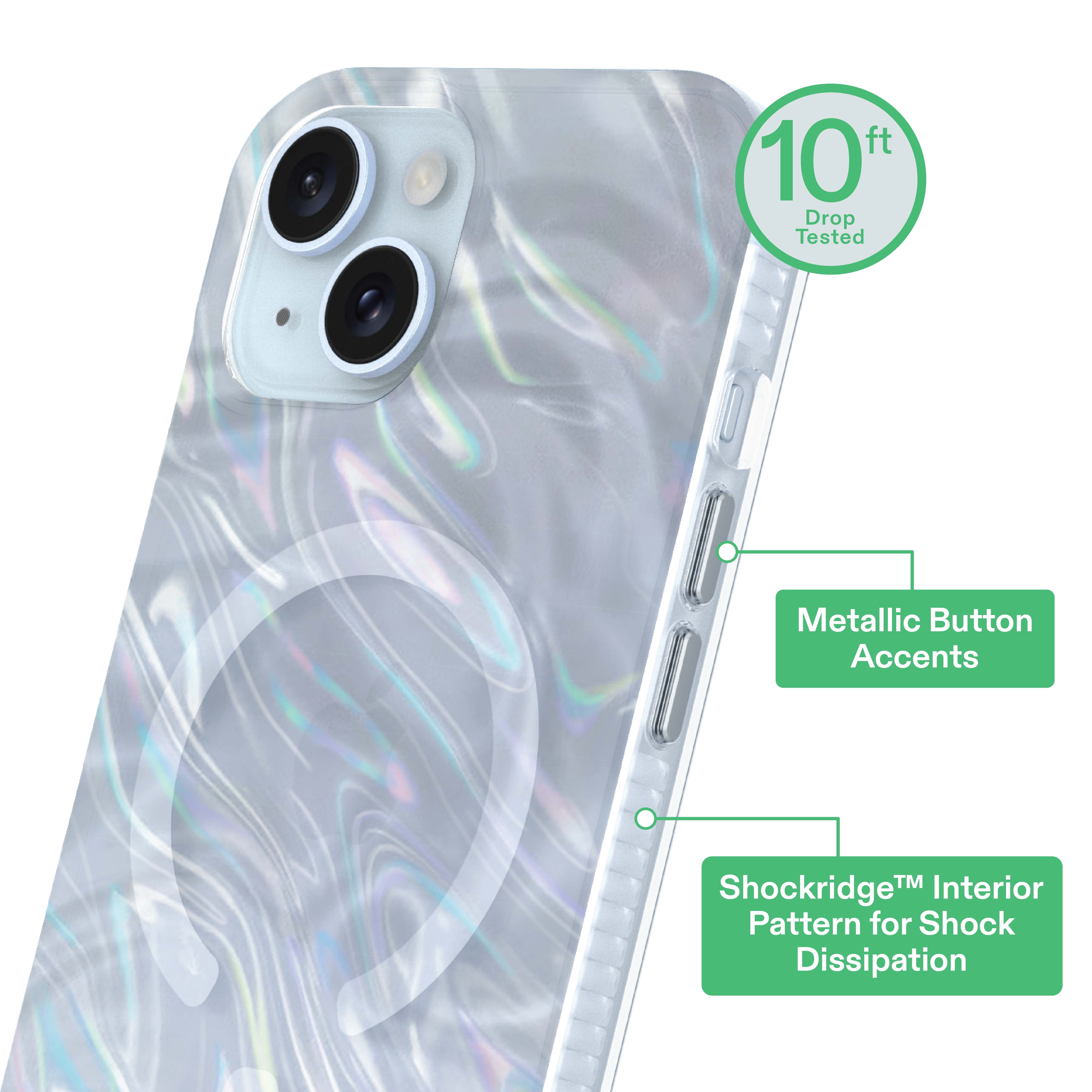 onn Phone Case for iPhone 17e / 16e / 15 / 14 / 13, MagSafe Compatible - Pearlescent White