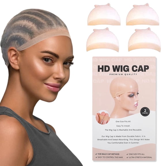 Sheer HD Wig Caps for Lace Front Wig, 40 Pieces Non Slip Bald Stocking Caps for Women, Wig Accessories for Women, Beige