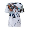 thumbnail image 5 of USSUMA Womens Summer Tops and Blouses Trendy Crewneck Feather Print T-Shirts for Women Dressy Casual Short Sleeve Soft Flowy Graphic Shirt Tunics Plus Beach, 5 of 5