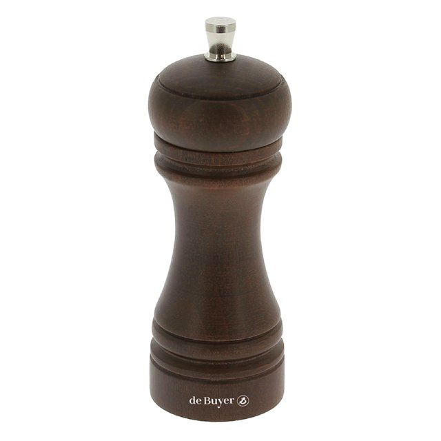 Molino de pimienta de Buyer JAVA de acero inoxidable oscuro y madera de haya