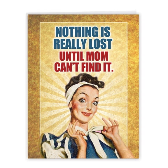 NobleWorks - 1 Jumbo Funny Happy Mother's Day Greeting Card (8.5 x 11 Inch) - Nothing is Lost Moms Day J0212MDG-US